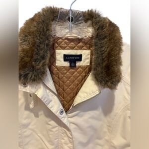 LANDS END QUILTED IVORY JACKET